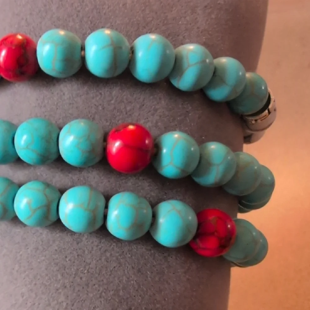 Chic Western White and Turquoise Color Beaded Bracelet Set